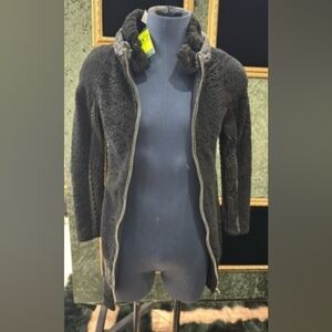 Fontani Women's Black Shearling Leather Jacket